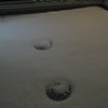 中庭に雪が積もりました。の画像
