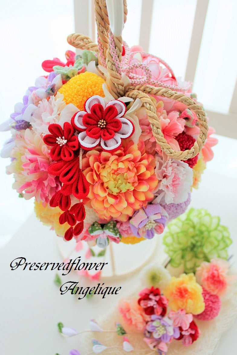 つまみ細工とお花のコラボ＠和装ブーケ | 千葉県四街道市プリザーブド 
