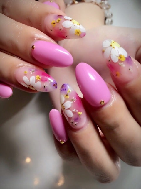 春 ピンクとふんわり花柄ネイル スカルプ ネイルサロン Dear Nail ブログ