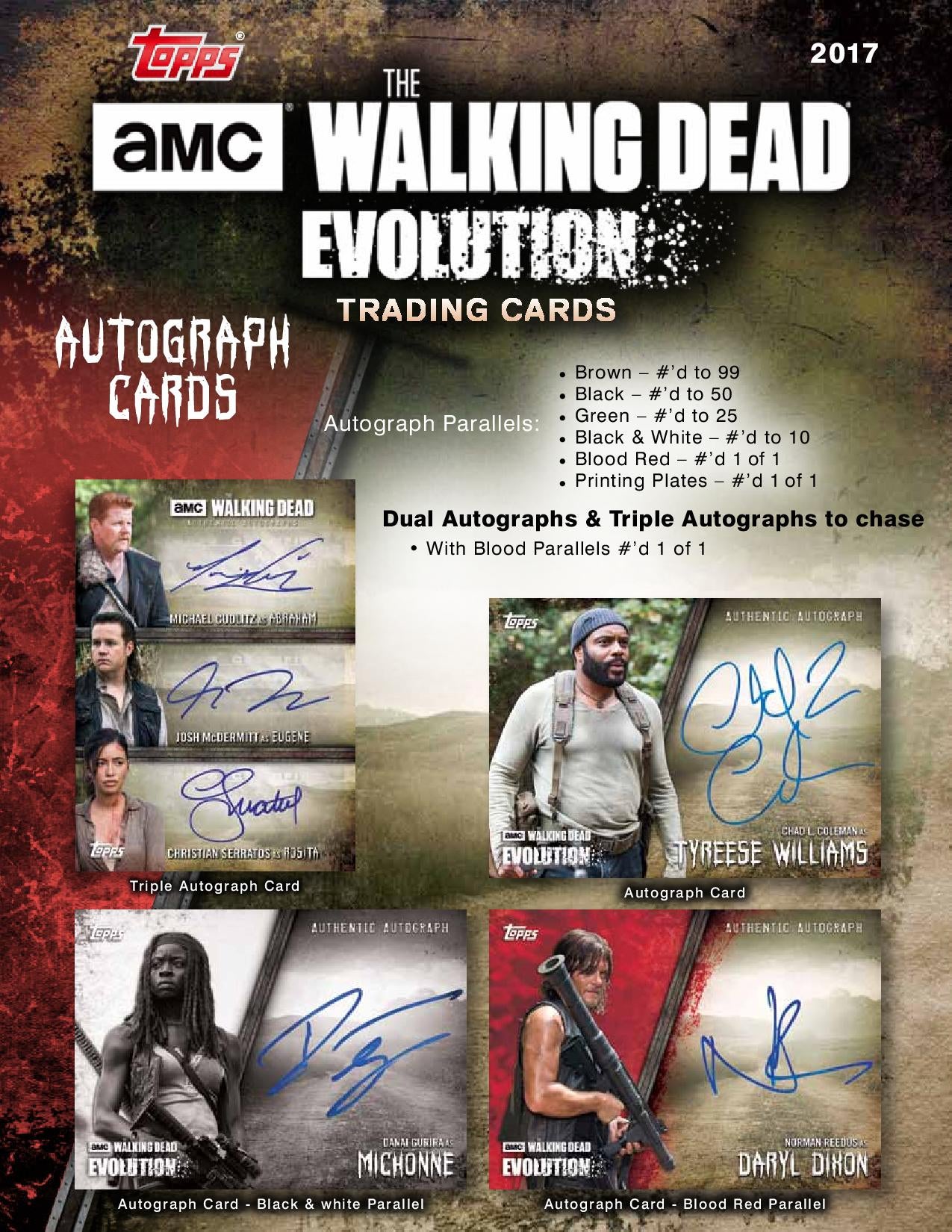 ALL 10 CARDS THE WALKING DEAD EVOLUTION CHASE CARD SET WALKERS 