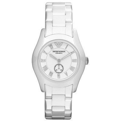 新品エンポリオ アルマーニ レディース腕時計セラミックホワイト日付きらきら可愛い
