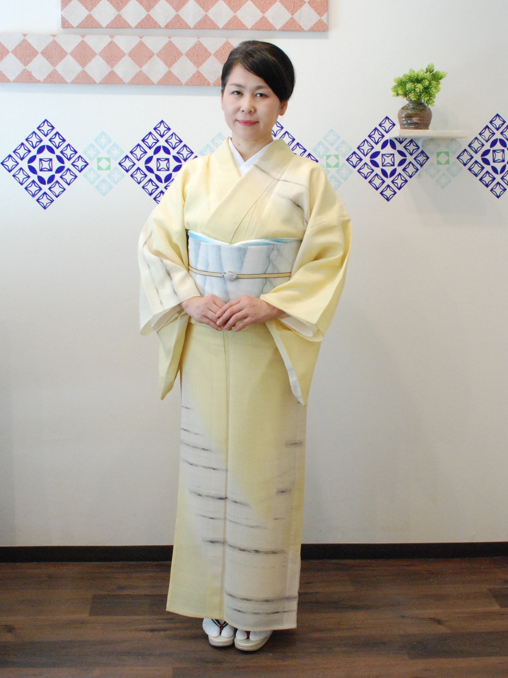 今月の母と娘の「きもの着まわし術」◇生紬訪問着/夏結城袋帯