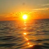 沖縄の海、夕陽の画像