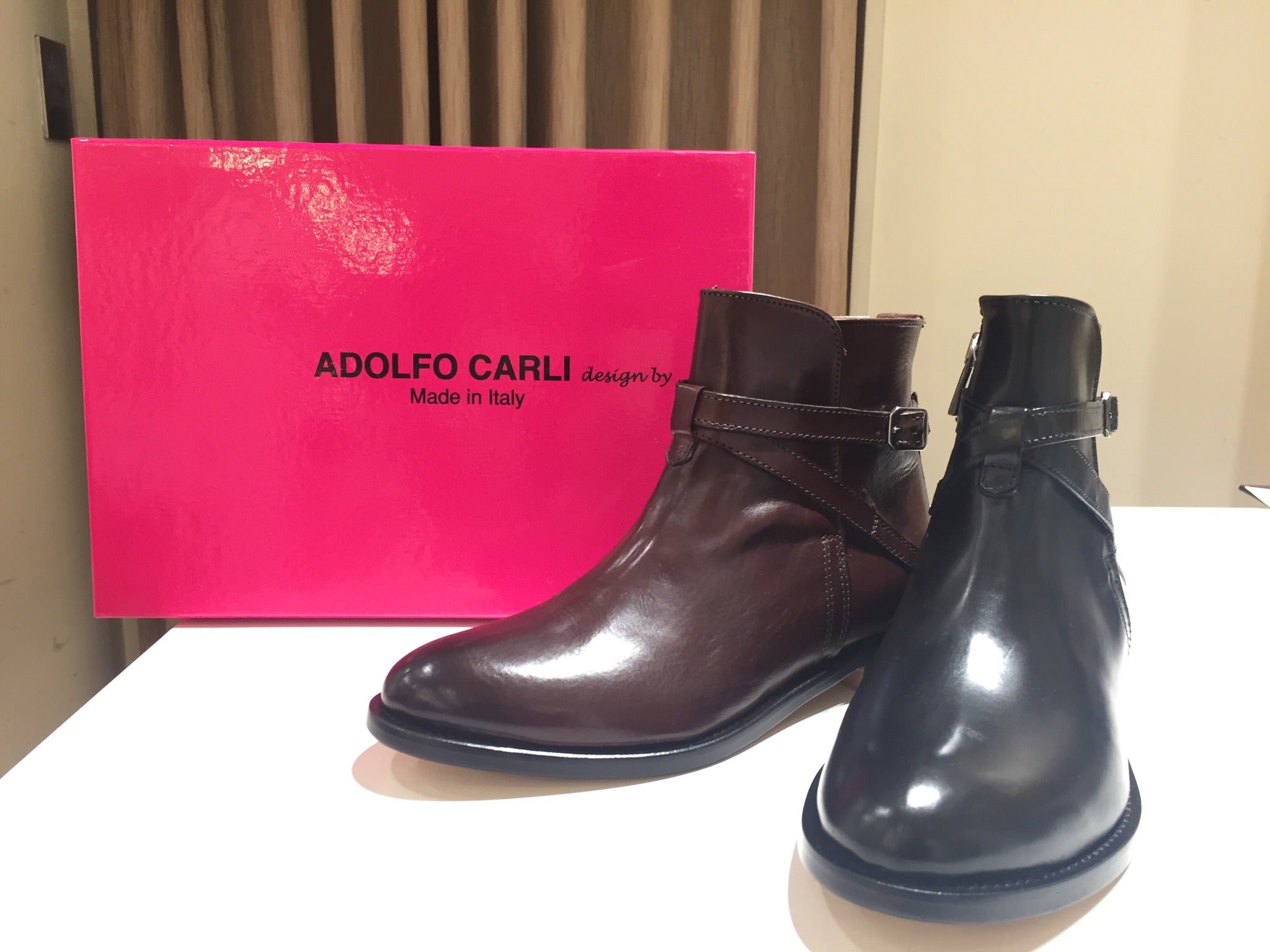 Adolfo Carliメンズブラウンレザーブーツ イタリア製ブーツ - ブーツ