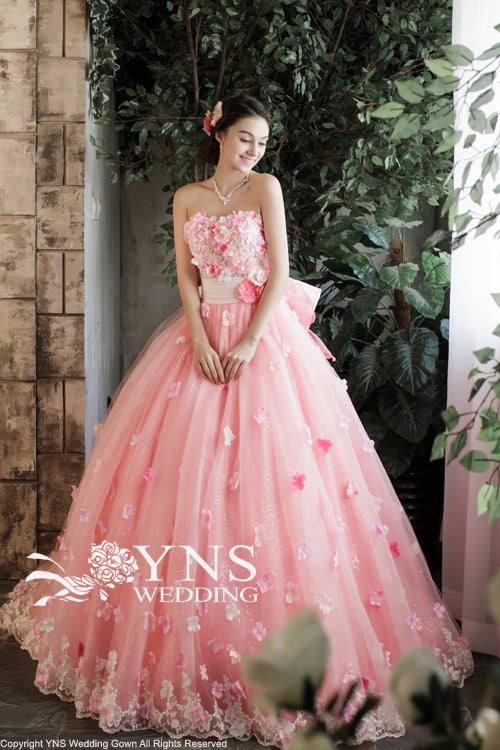 可愛らしさいっぱいの桜ピンクの花ドレス(SL16301) | YNS WEDDING 
