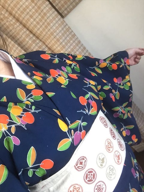 初染めウールと家紋帯のその後 普段 着物で家事育児してます ミ
