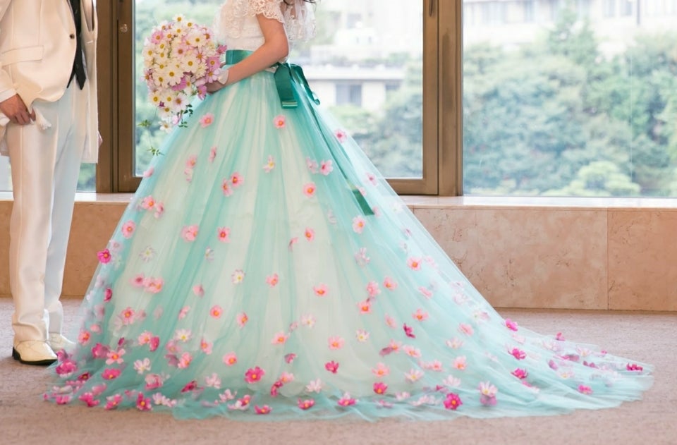 花嫁DIY*ウェディングドレスのオーバースカートの作り方①型紙を作る