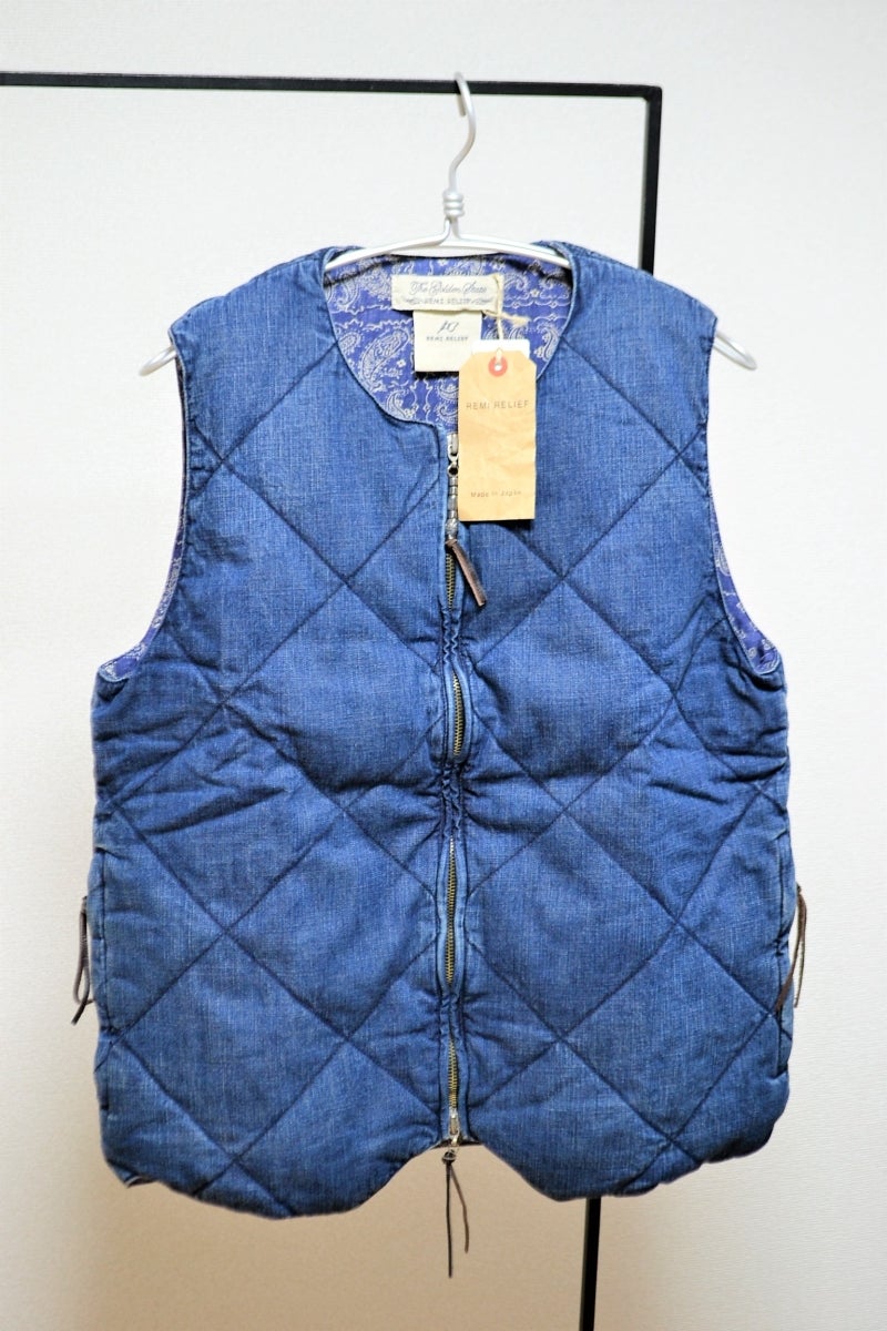 新品] REMI RELIEF / インディゴ インナーダウンベスト を出品しました 