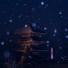 京都に雪が降る！真夜中の八坂の塔、二年坂♪の画像