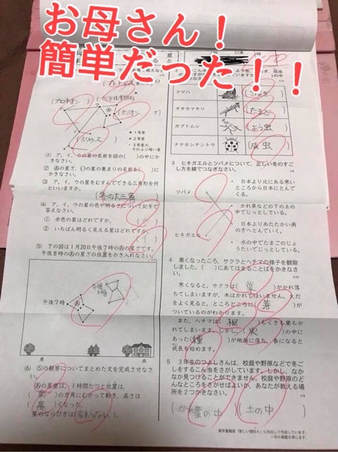 小学４年生の理科のテストが親勉そのままだった 親勉 香川