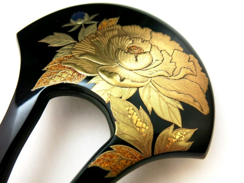 百花の王、気品漂う牡丹のべっ甲螺鈿金蒔絵かんざし|富貴や華麗 百花の王、気品漂う牡丹のべっ甲螺鈿金蒔絵かんざし|富貴や華麗