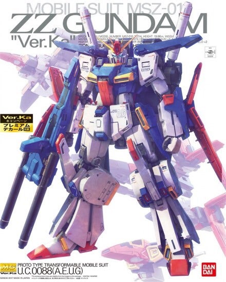 MG ZZ ガンダム Ver.Ka の 強化型 と 通常型 の パーツ の 比較