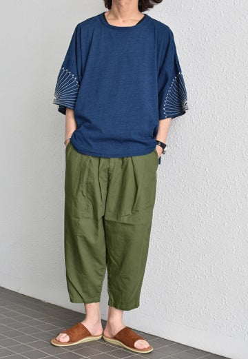KAPITALの”HUGE-TEE”&”シモキタパンツ”組み合わせ。レディース