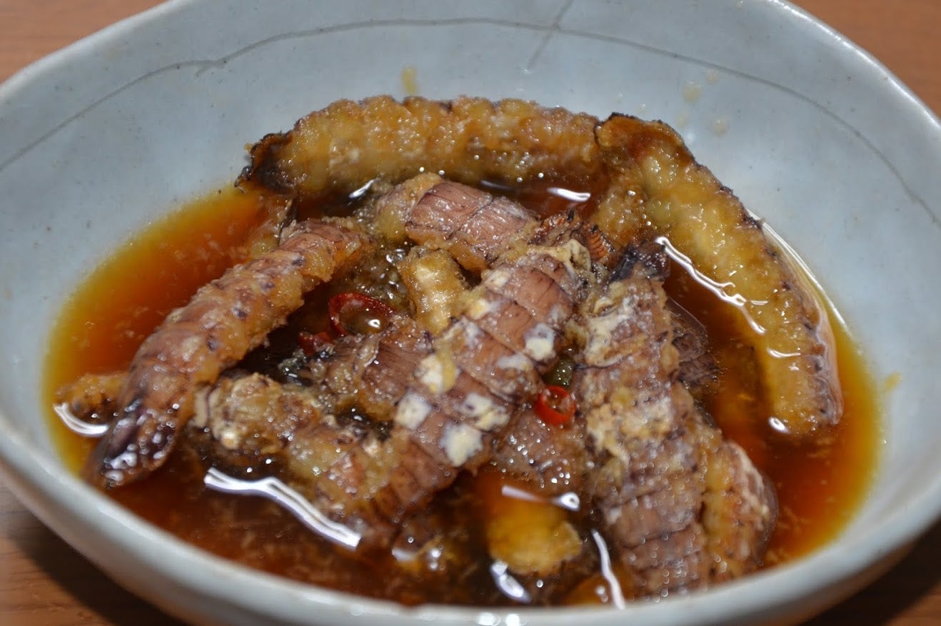 シャコの素揚げ 見た目はかなり ボートのある週末