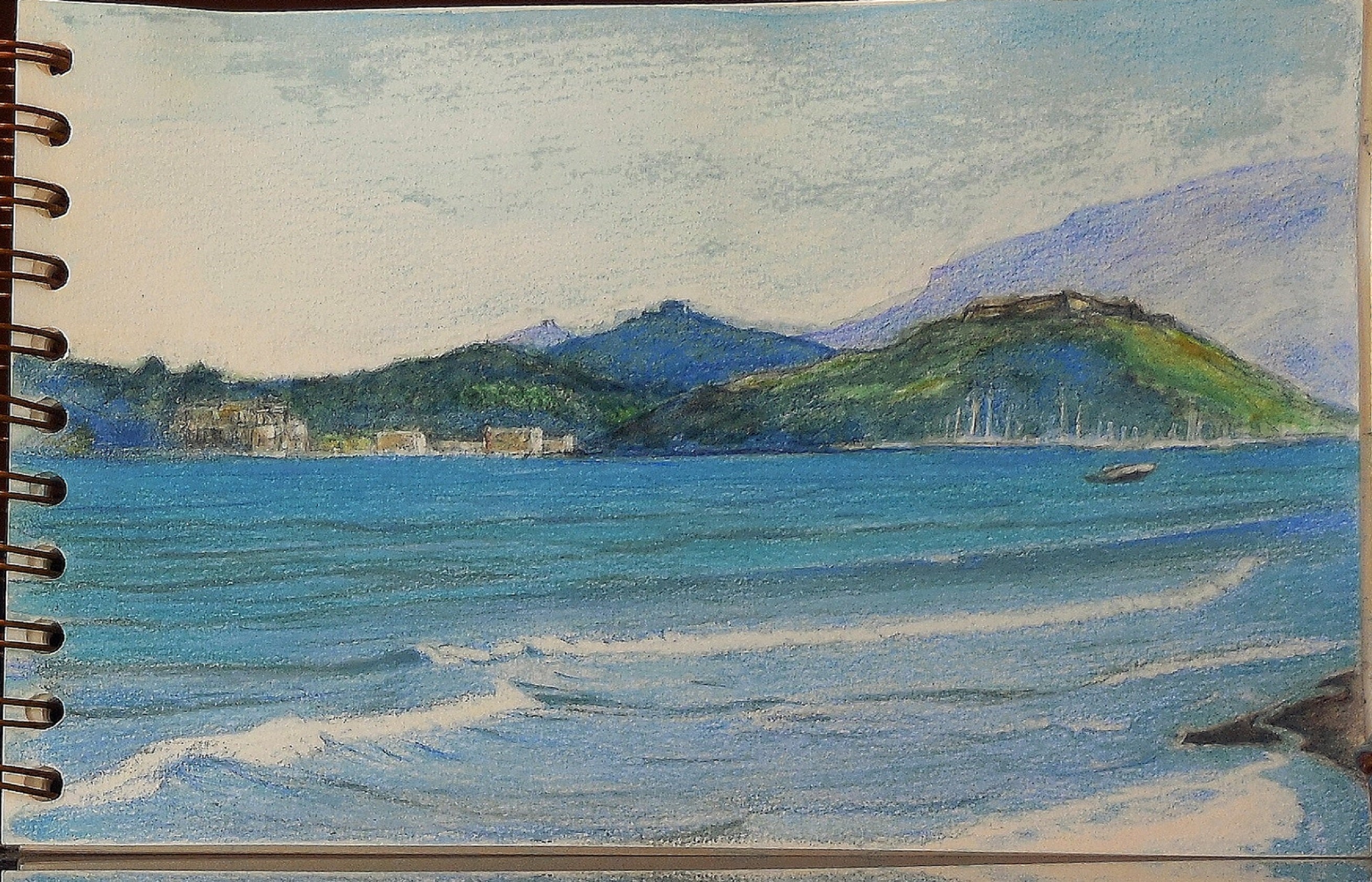 風景画ー海岸 色鉛筆で童画描いてみました 風景画ー海岸 色鉛筆で童画描いてみました