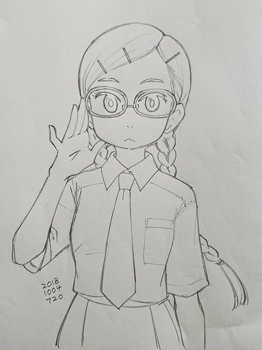 Yahoo!オークション - 手描きイラスト オリジナル 眼鏡っ娘