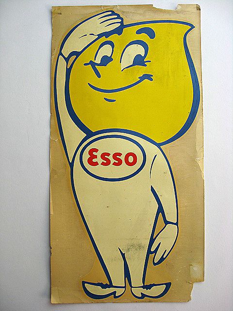 NOS 60's ESSO エッソ オイルドロップ ビンテージ 水貼り デカール-