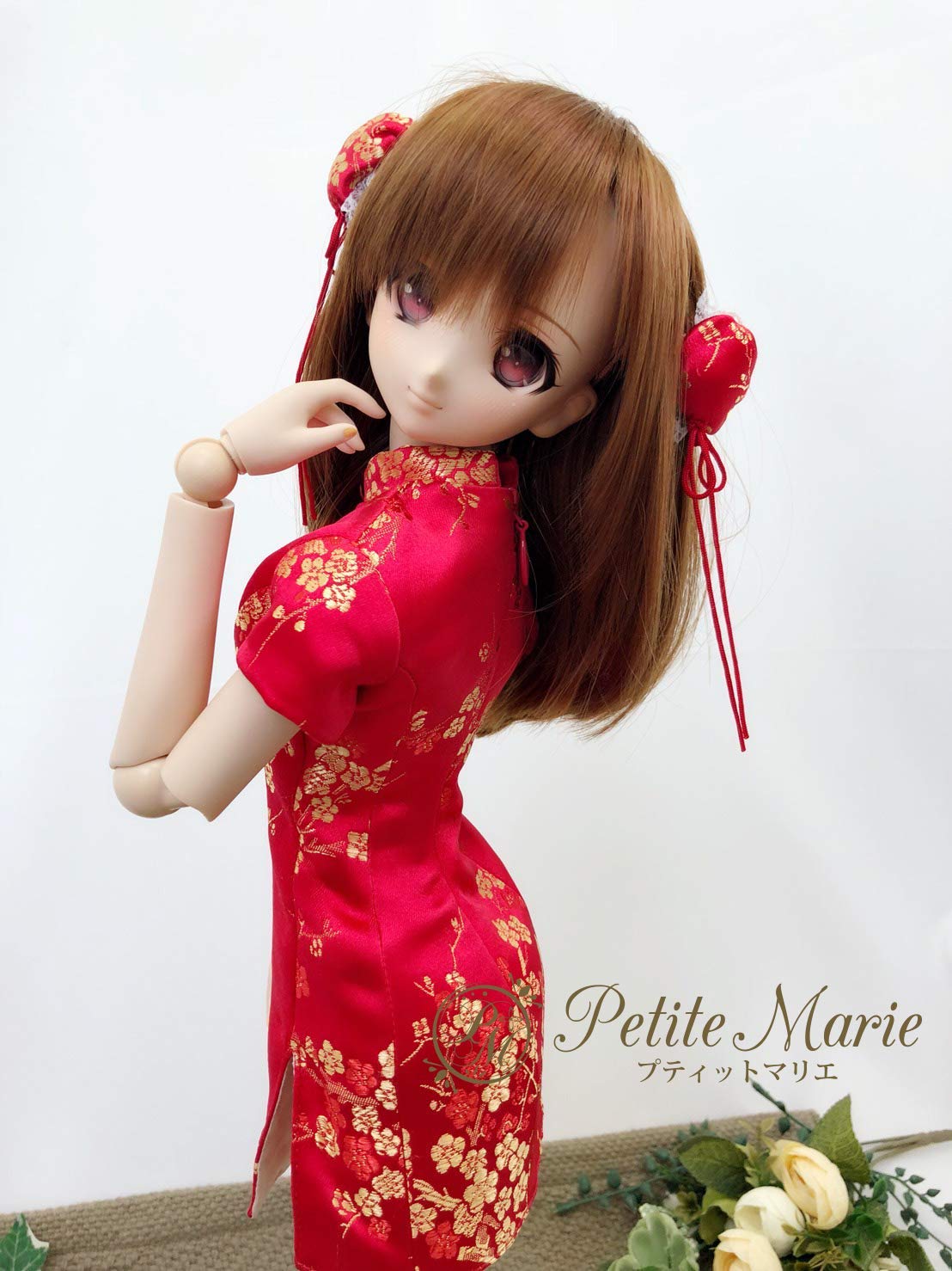 C0002 ☆ドール服☆ 1/3ドール用 チャイナ服(赤) DD/SD 60cm | Petite