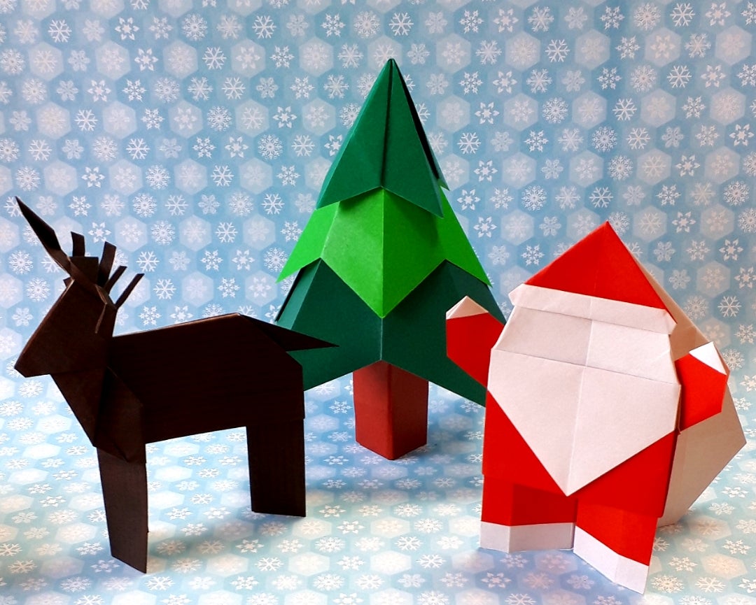 サンタクロース トナカイ ツリー (クリスマス) | 折り紙の楽しみ