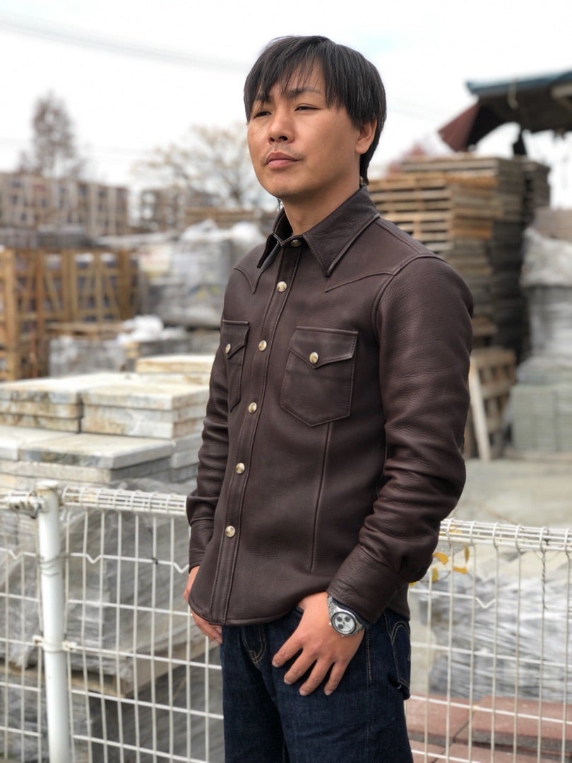 Y'2 LEATHER DS-13 DEER SKIN WESTERN SHIRT | CELLULOID Y'2 LEATHER DS-13 DEER SKIN WESTERN SHIRT | CELLULOID