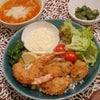 可愛い海老フライと可愛い牡蠣フライの晩ご飯の画像