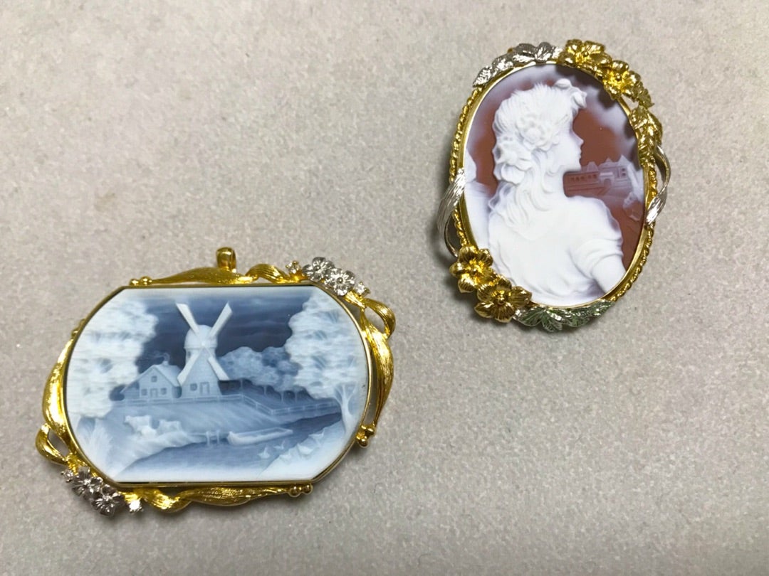 K14 WG ストーンカメオ ブローチ 兼 ペンダントヘッド - アクセサリー K14 WG ストーンカメオ ブローチ 兼 ペンダントヘッド - アクセサリー
