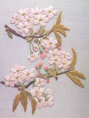 刺繍で桜～中級編③ | 花の刺繍画 － 植木紅匠 －