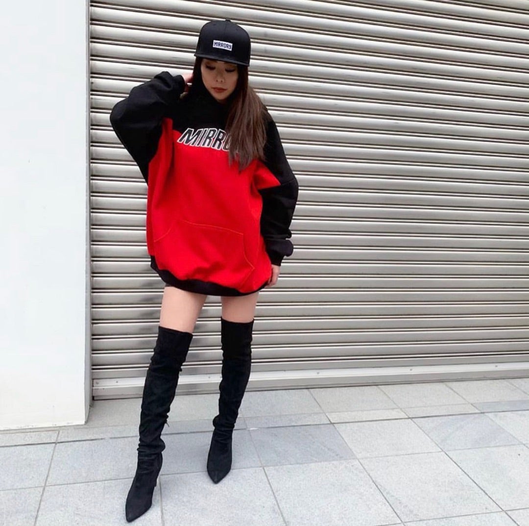 ❉MIRROR9❉ Twotone Logo hoodie M RED