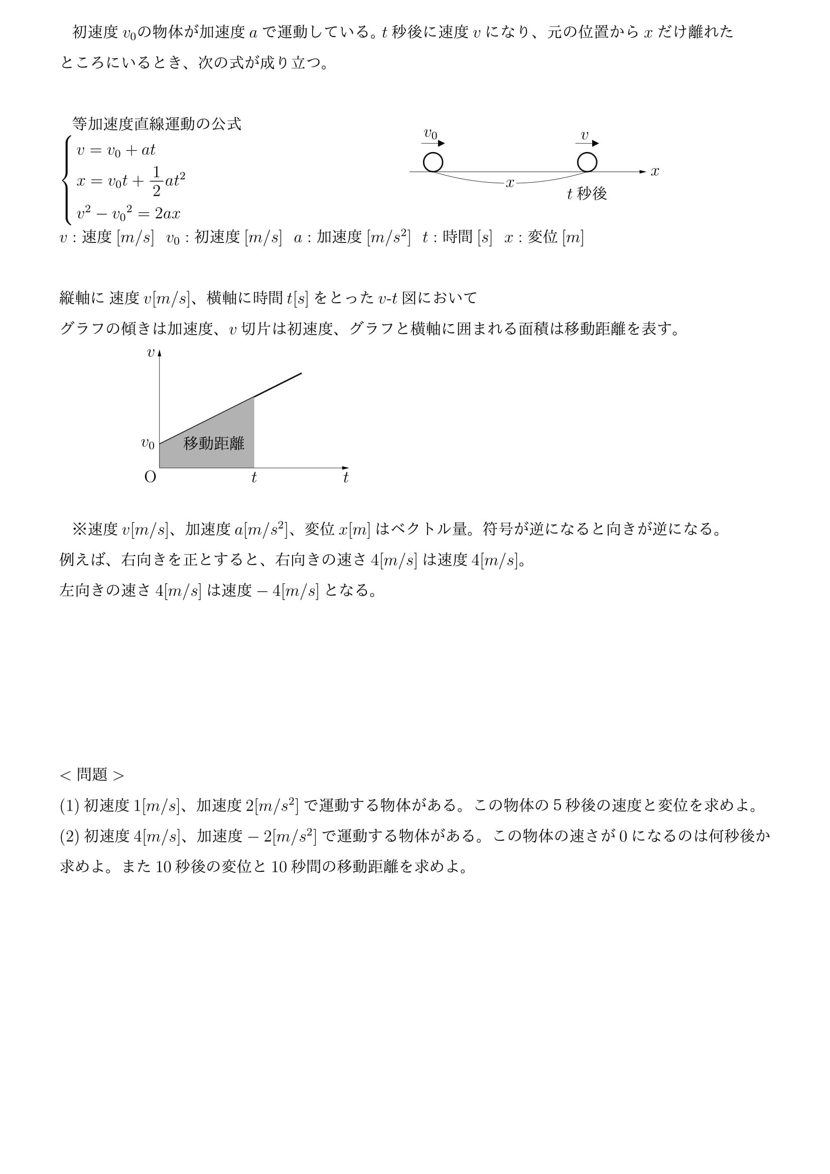 物理 等加速度直線運動の3公式は絶対覚える 岡山医学科進学塾のブログ