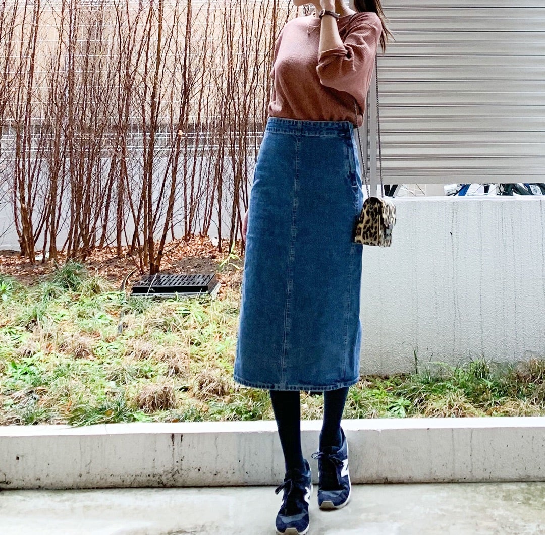 デニムジャージーナローロングスカート（丈標準80～84cm）Lサイズ