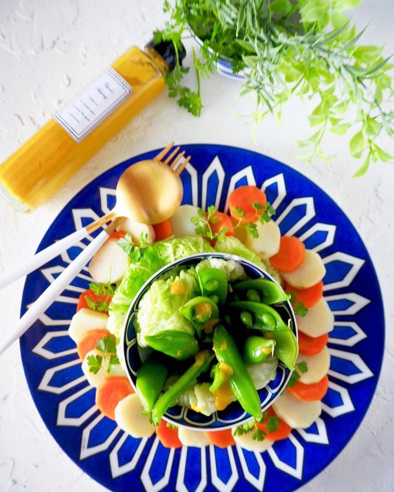 レンジで簡単 春の温野菜サラダ まるごと人参のドレッシング あーぴん 道添明子 の時短 簡単 美味しい三拍子のお料理ブログ