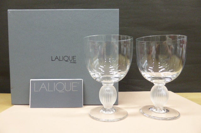 ラリック クリスタルガラス LALIQUE ランジェ ワイングラス ペアセット