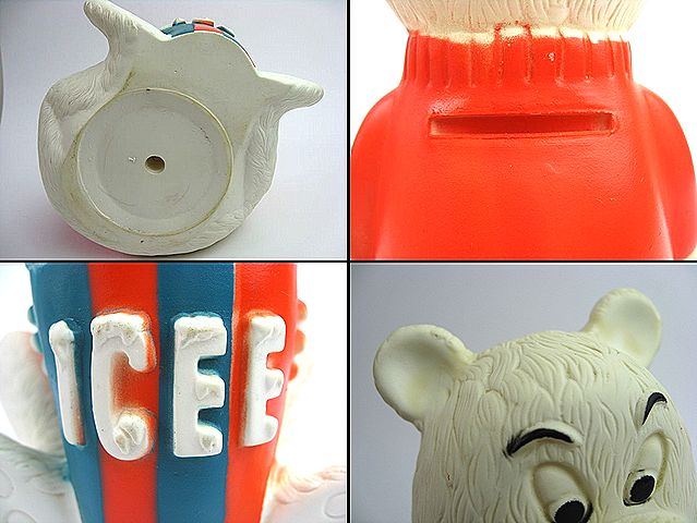 ☆1970's ICEE BEAR アイシーベアー ビンテージ ソフビ 貯金箱 検 白熊 