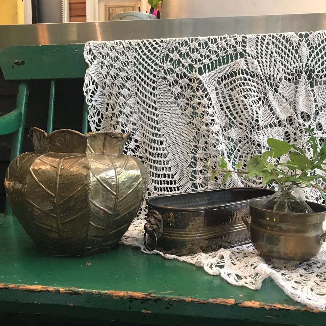 フラワー/ガーデン重厚な銅製の鉢カバー アンティーク プラントカバー