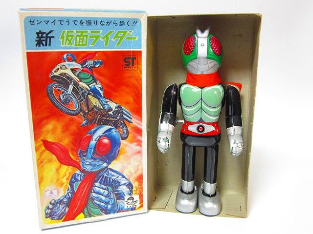ブリキ玩具 仮面ライダー エンゼル製 ゼンマイ 箱付 1970年代 石森プロ