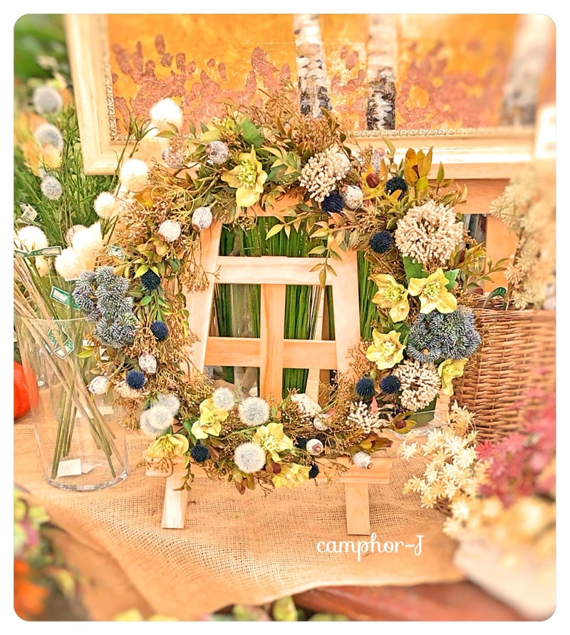 秋の装飾 店舗ディスプレイ 東京 埼玉 花 世界で一つ 自分だけのお花を手作りできます 出張レッスン オーダー販売 Camphor J