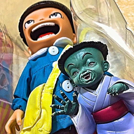 YOKAI YU the MASK マスク インディーズソフビ 怖いソフビ～YOKAI-YU製 機械生首とアートストーム製 のろいの館タマミ