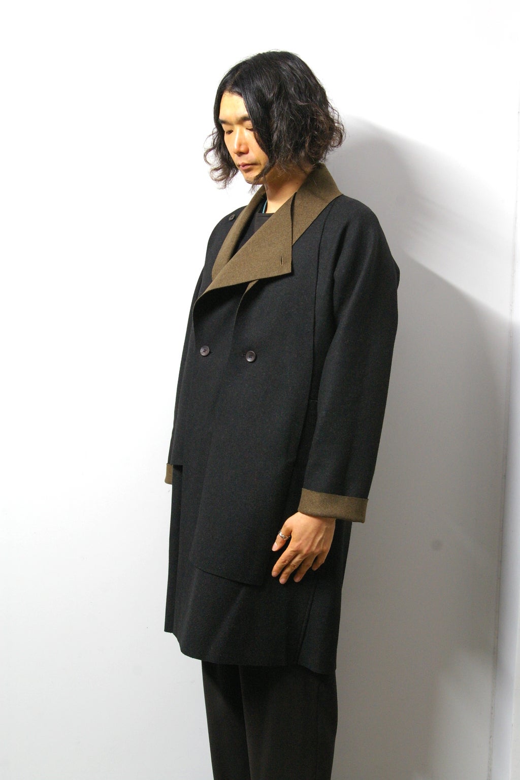 ETHOSENS(エトセンス)/Cut off muffler collar coat/Black 通販