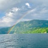 雄三夫妻船からくっきりの虹の画像