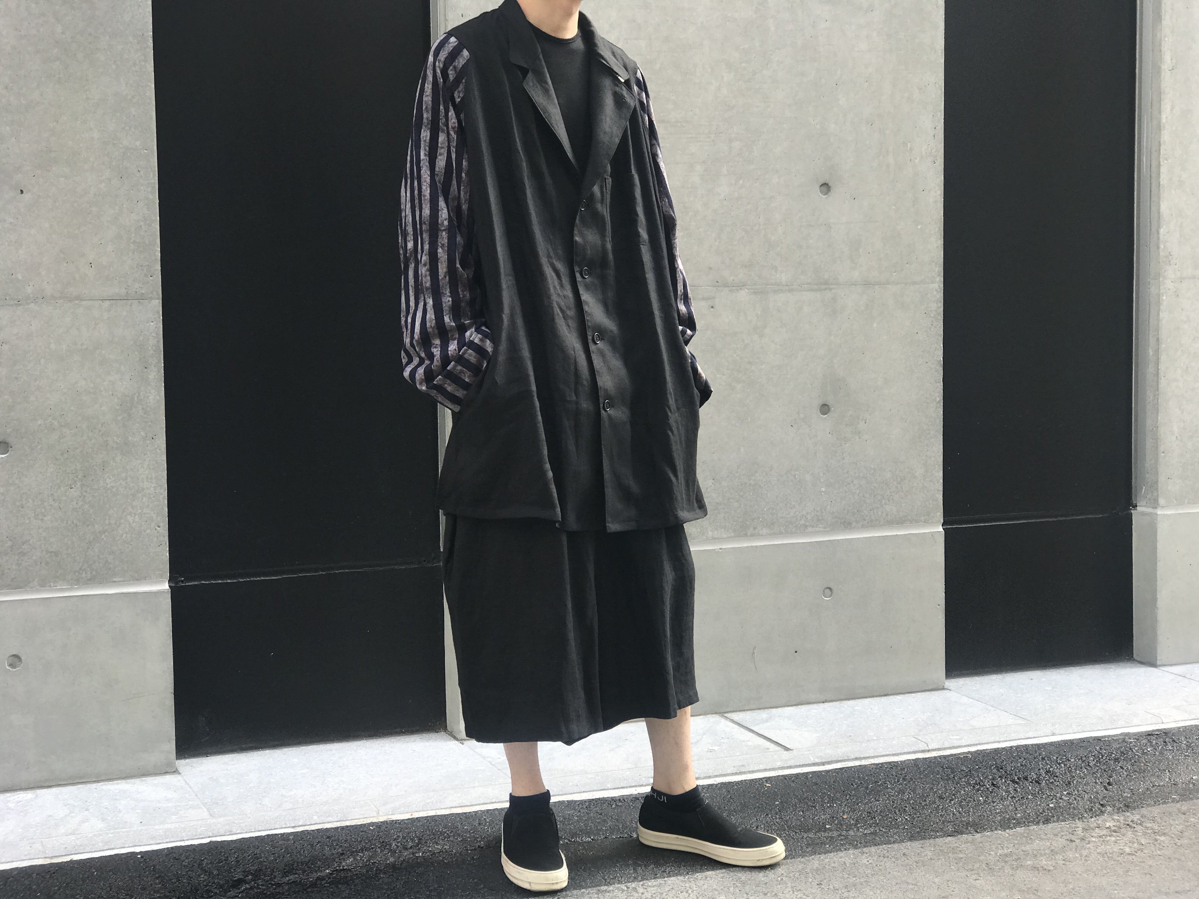 Yohji Yamamoto pour homme 18SS 袖ストライプシャツ | モード Yohji Yamamoto pour homme 18SS 袖ストライプシャツ | モード