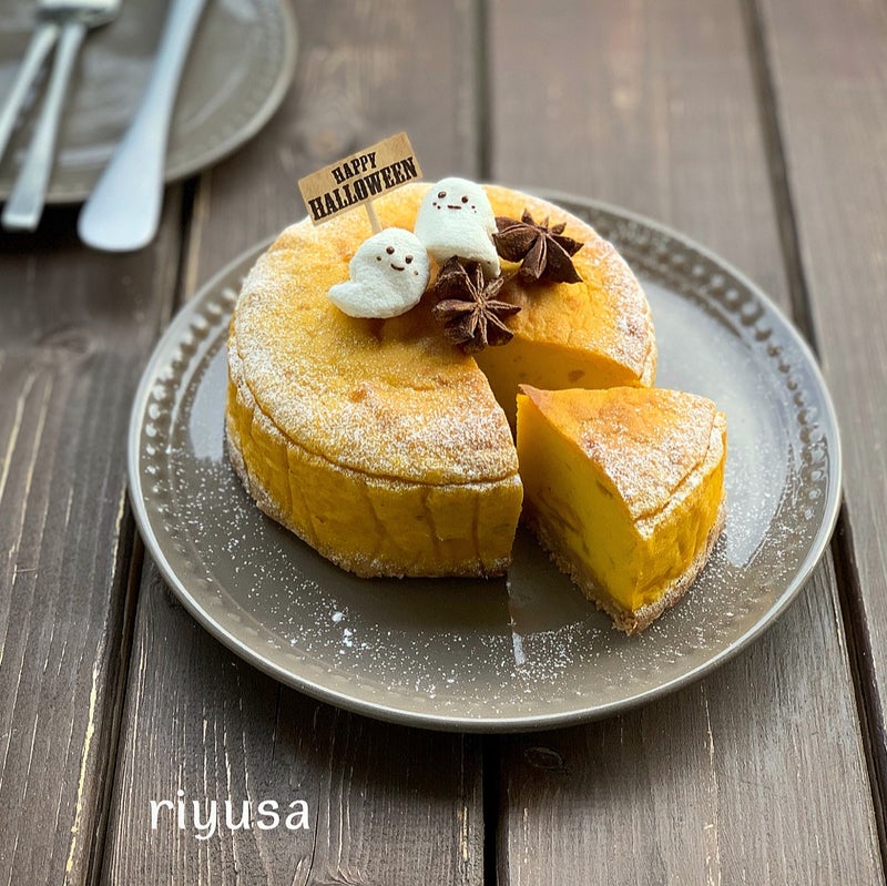 Happyhalloween かぼちゃのベイクドチーズケーキ Riyusa日和 ザッパレシピで褒められおやつと時々おかず
