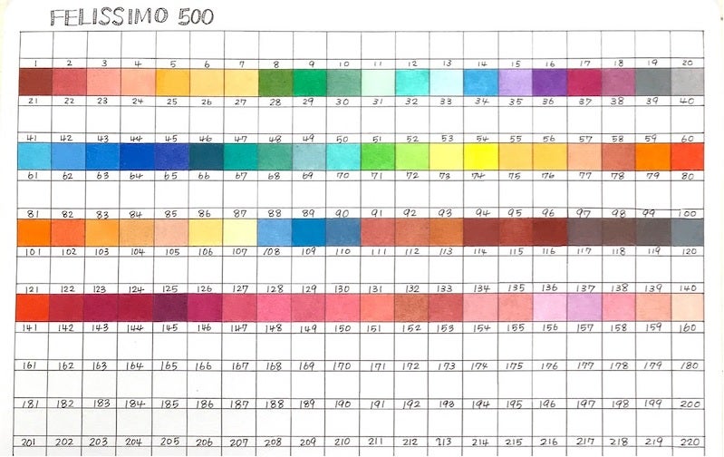 フェリシモ５００色色鉛筆・全色チャート① | 塗り絵と色鉛筆♪