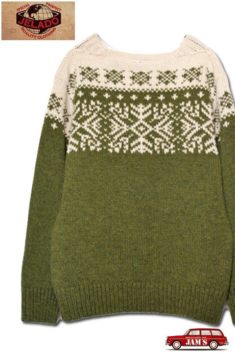 JELADO」 Nordic Knit / 変形ボートネック 雪柄セーター。 | アメカジ 