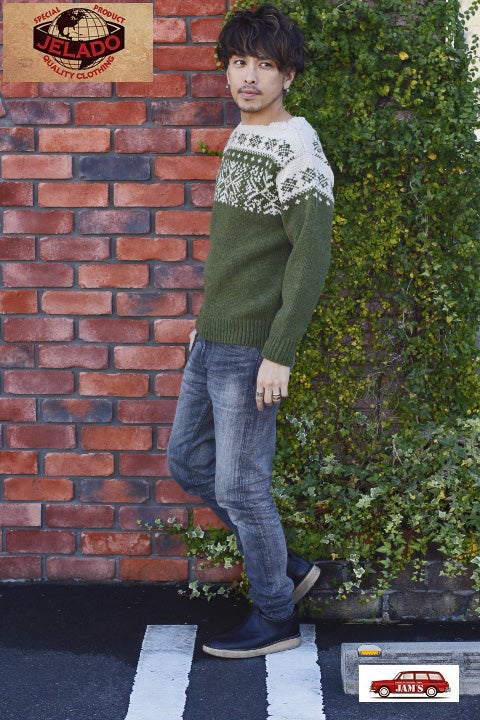 JELADO」 Nordic Knit / 変形ボートネック 雪柄セーター。 | アメカジ 