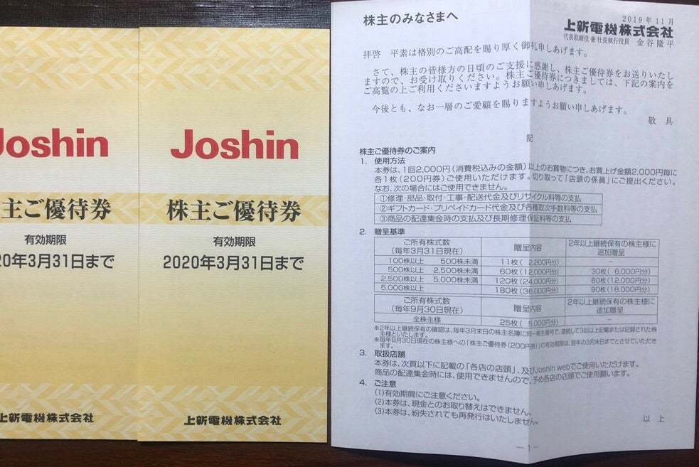 比較的美品 上新電機株主優待券１８０００円分 Joshin ジョーシン