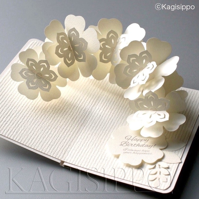 白いお花のアーチ ポップアップカード Pop Up Card By Kagisippo