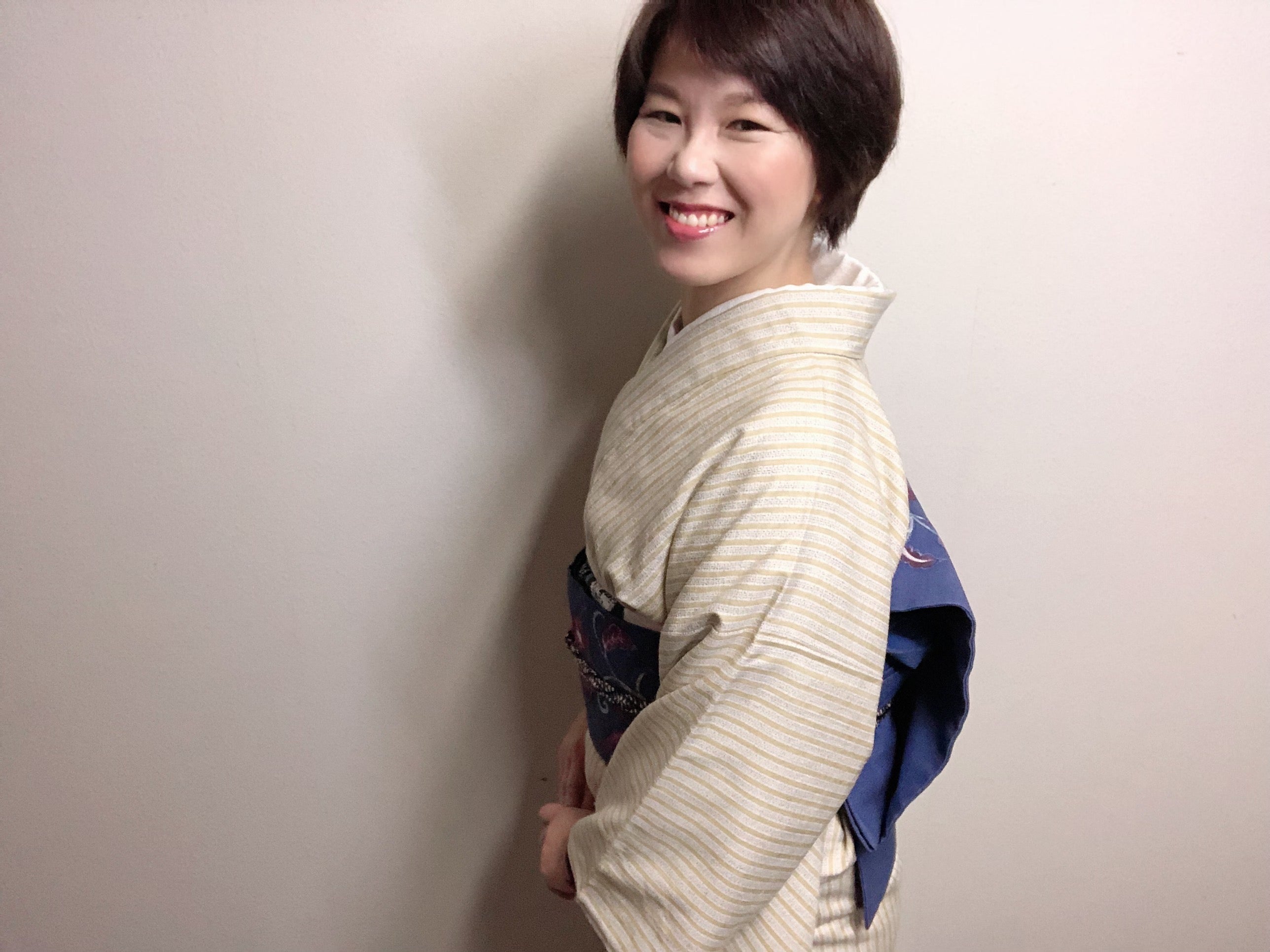 シンプルな結城紬なので、凝った絞りの帯揚げを合わせてみた、の着物 