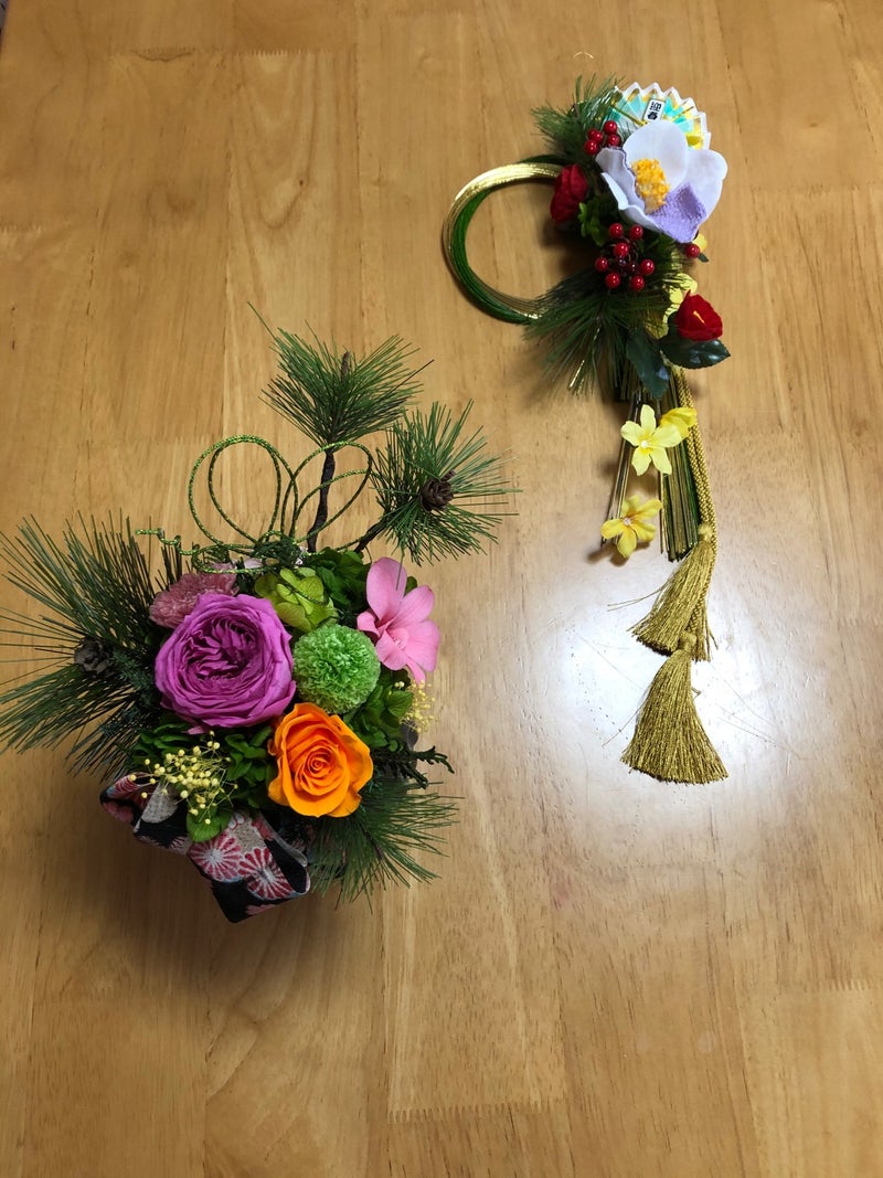 お正月に飾る花 ﾌﾗﾜｰｱﾚﾝｼﾞ プリザーブドフラワー ﾊｰﾌﾞ ｱﾛﾏ 愛媛 松山 花と香りの教室ｂｌｕｍｅ