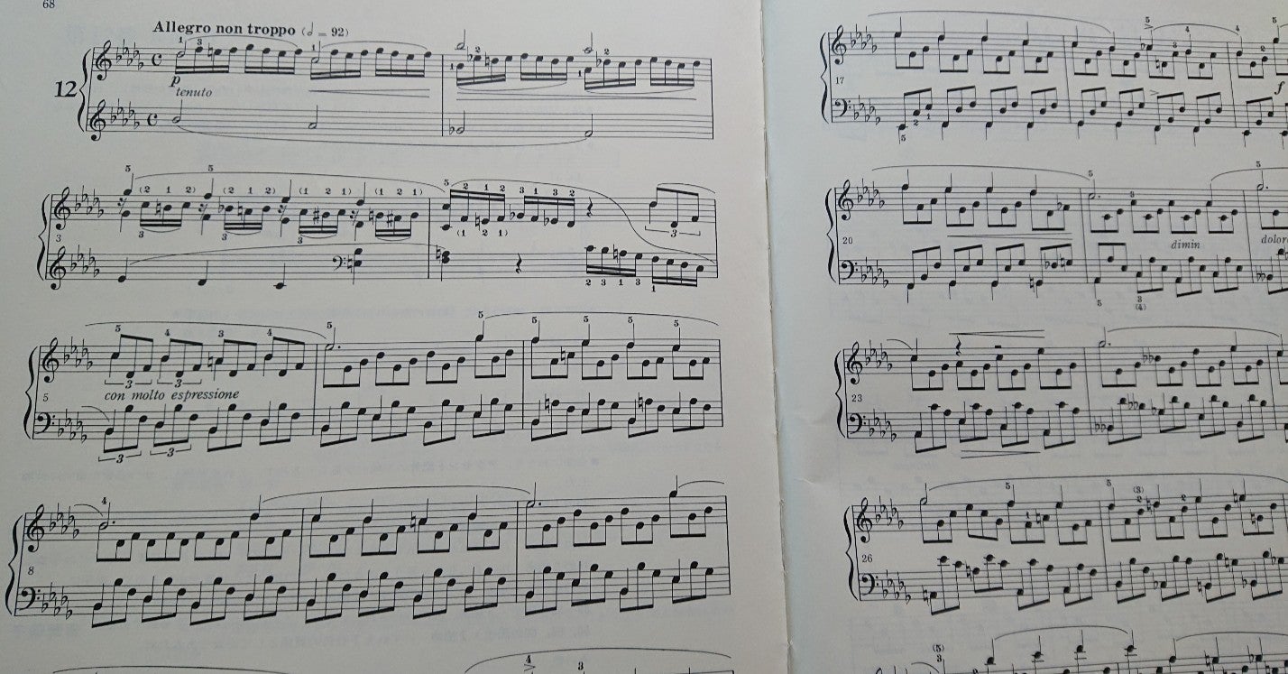 ピアノノートリスト 12の練習曲 Op.1-12