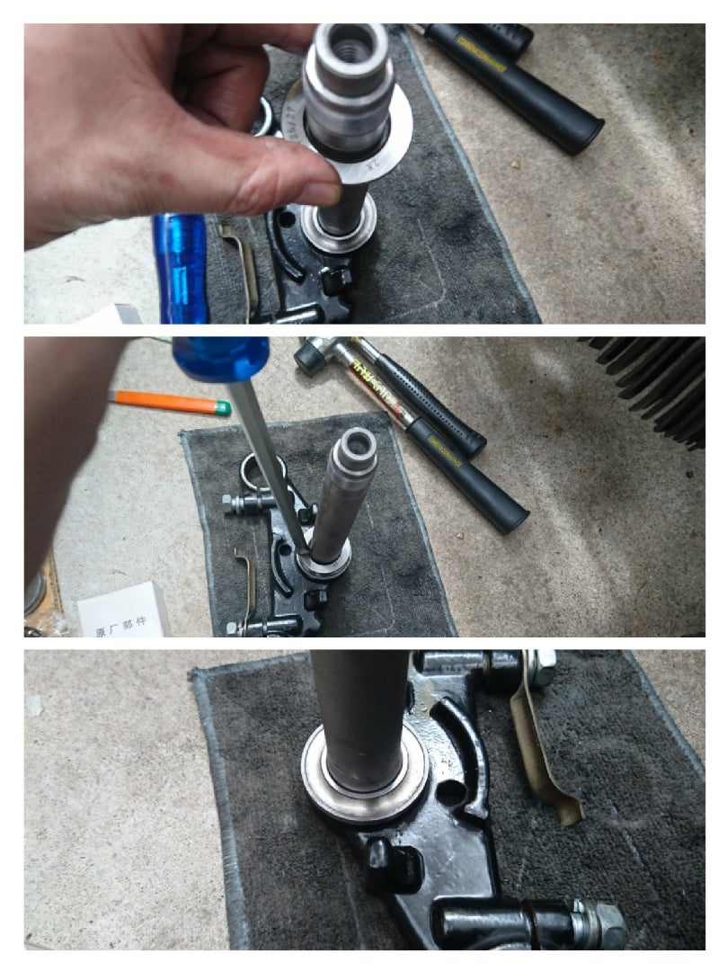 GN125H ステムベアリング交換、フォークオイル交換 その2